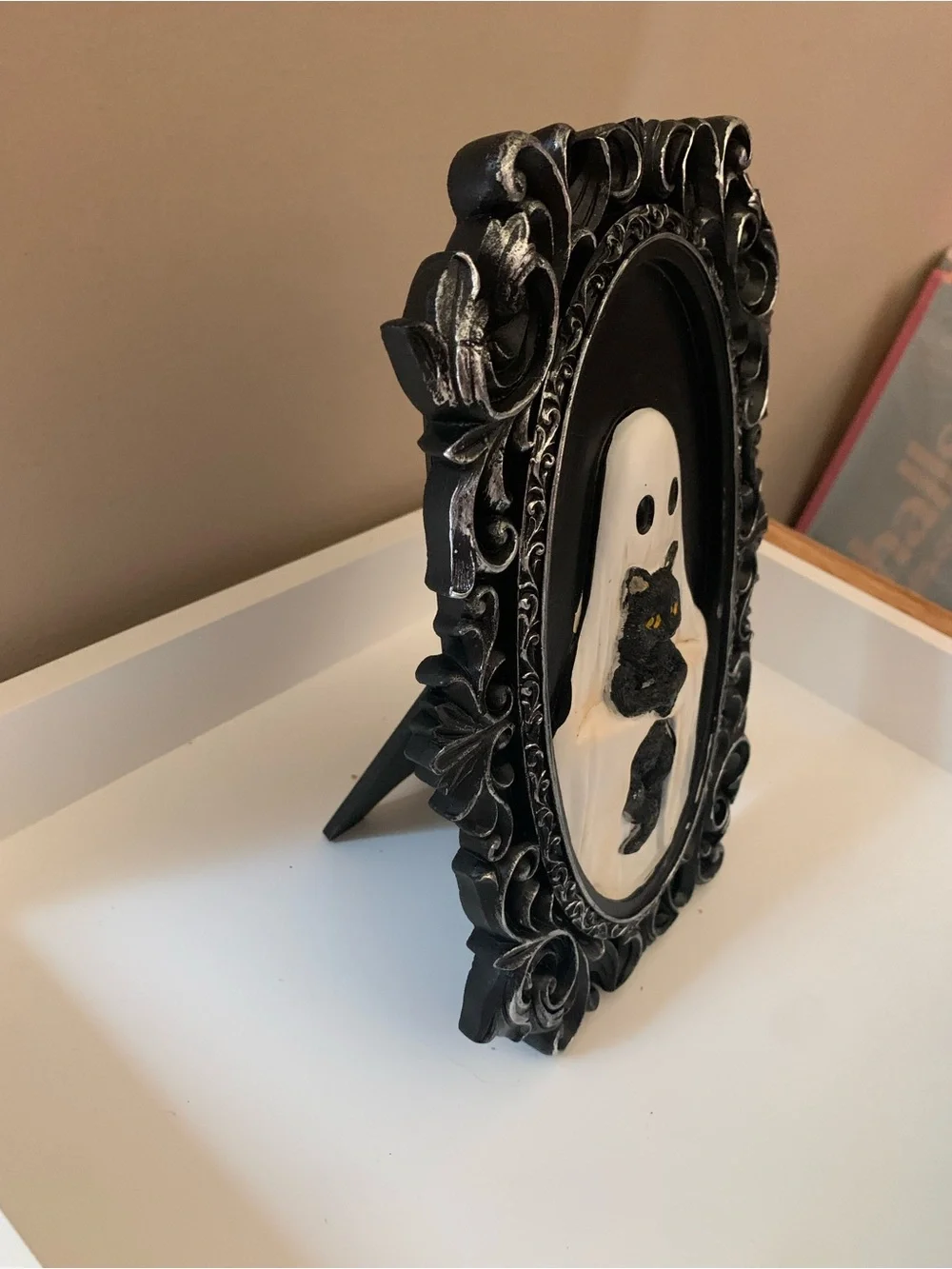 Black & White Ghost with Black Cat Frame